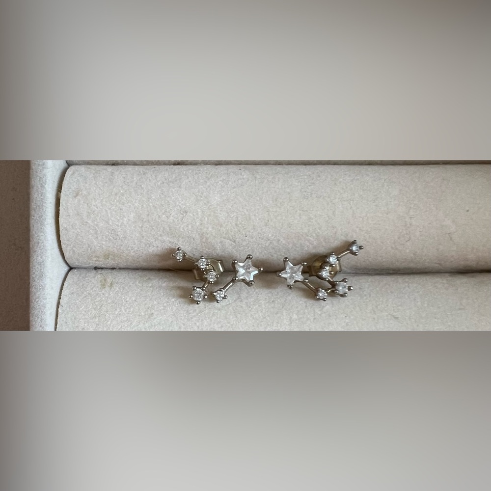 Silver celestial star earrings
